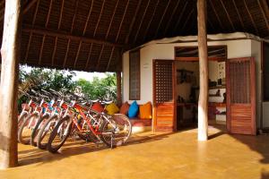 a group of bikes parked in a building at Sunshine Marine Lodge in Matemwe