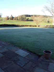 um grande campo de relva com um vaso no meio em Green Grove Country House em Malham