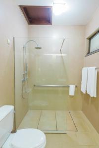 a bathroom with a shower and a toilet at FLH Luxury Villa Mar with Private Sea Access in Caniçal