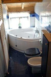 a bathroom with a large tub and a toilet at Agriturismo Olivazzi in Quattordio