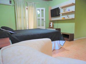 een slaapkamer met een bed en een televisie. bij Jazmin de Lluvia in Vistalba