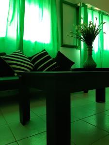 a green room with a couch with a vase on it at TODO EL CENTRO A TUS PIES in Formosa
