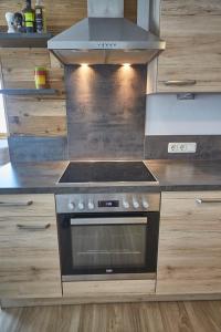 A kitchen or kitchenette at Glemm Lodge Apartments - JOKER CARD im Sommer inklusive