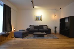 ein Wohnzimmer mit einem Sofa und einem TV in der Unterkunft Apartment Pfungstadt in Pfungstadt