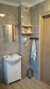 a bathroom with a sink and a mirror at Agroturystyka u Mańka in Suwałki +21 photos