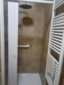 a bathroom with a shower with a toilet at CasaBlueLive in Venafro