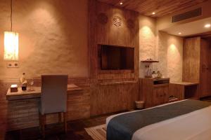 A television and/or entertainment centre at Sarangkot Mountain Lodge