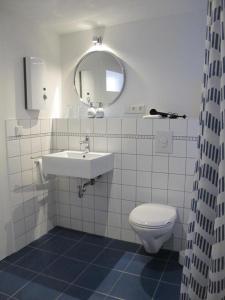 a bathroom with a toilet and a sink and a mirror at Mosel - River - Quartier 31 in Lieser