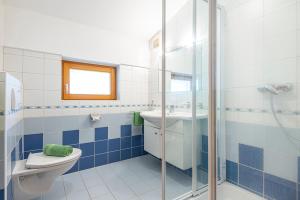 キルヒベルク・イン・チロルにあるHaus Niederösterreichのバスルーム(トイレ、洗面台、シャワー付)