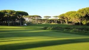 un campo de golf con un verde con árboles en el fondo en Alsouk, en Vilamoura