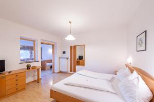 1 dormitorio con 1 cama y TV en una habitación en Seaberhof, en Caldaro