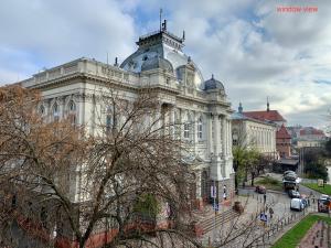 利維夫的住宿－LVIV OPERA HEAVEN，前面有一棵树的白色大建筑