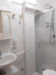 a bathroom with a shower and a sink and a toilet at GIARDINO SUL MARE in Amalfi