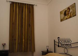 1 dormitorio con cama y cortina en una habitación en B&B Corso Roma, en Lanciano
