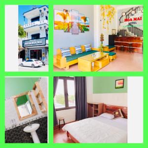 eine Collage mit Bildern eines Hotelzimmers in der Unterkunft Hoa Mai Hotel in Dong Hoi