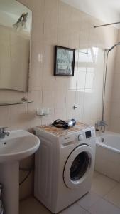 łazienka z pralką i umywalką w obiekcie Playa de la Arena Apartment w mieście Puerto de Santiago