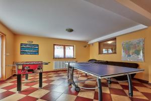 a ping pong table in a living room with a ping pong ball at Nędzówka in Ząb