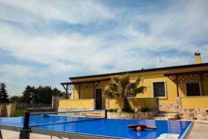 a blue ping pong table in front of a house at Villa Marida in Gioia del Colle