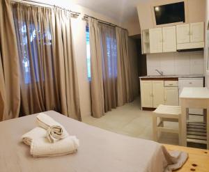 Postel nebo postele na pokoji v ubytování Anemos Hotel