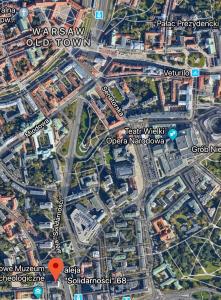 ワルシャワにあるPlac Bankowy Apartmentのウォーターロバン旧市街地図