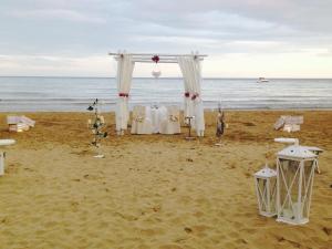 a wedding set up on the beach at Grand Hotel Il Ninfeo in Gaeta