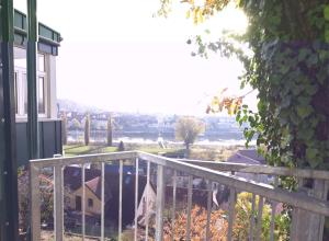 een uitzicht vanaf het balkon van een huis bij Vogelnest in Pirna