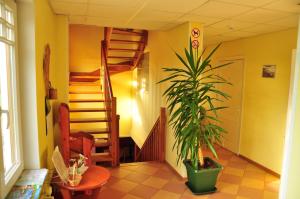 阿達日的住宿－Guesthouse Leiputrija，走廊上设有楼梯和盆栽植物