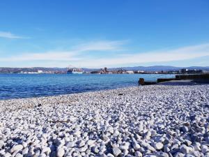 En strand vid eller i närheten av lägenheten