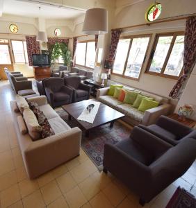 a large living room with couches and a table at Christys Palace Hotel in Pedoulas
