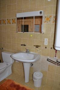ein Bad mit einem Waschbecken und einem WC in der Unterkunft Ferienhaus Dum in Leogang