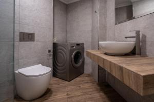 a bathroom with a washing machine and a sink at Deer Valley - New Gudauri in Gudauri +81 photos