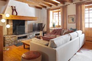 a living room with a couch and a fireplace at Banhs de Arties by FeelFree Rentals in Arties