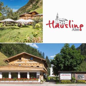a collage of two pictures of a building at Gasthaus Häusling Alm in Mayrhofen