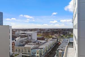 an aerial view of a city with buildings at Apartment in the heart of the city in Christchurch