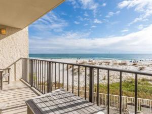 a balcony with a view of the beach at Gulf House II in Gulf Shores