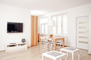 Televízia a/alebo spoločenská miestnosť v ubytovaní Apartament Alexandra