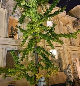 a tree in the middle of a building at Korall in Mykolaiv