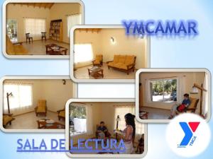 un collage de cuatro fotos de una sala de estar en Ymcamar en Monte Hermoso