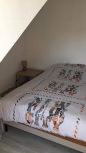 een bed met een dekbed in een kamer bij Vichy in Vichy