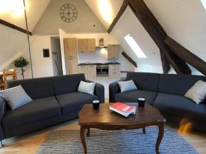 Una sala de estar con un sofá y una mesa de café. en Le gite 6 - Le Château du Haut-Koenigsbourg, en Sélestat 40 fotos más