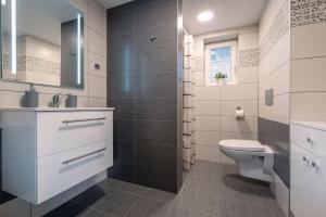 e bagno con servizi igienici e doccia. di A&A Apartmany a Liptovský Mikuláš Altre 27 foto