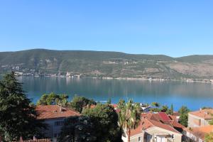 a view of a large body of water with houses at Guest House Tomanovic in Herceg-Novi