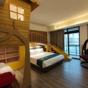 Cama ou camas em um quarto em Wujie Childlike B&B