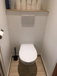 baño con aseo y estante con papel higiénico en Best nest, en Bruselas