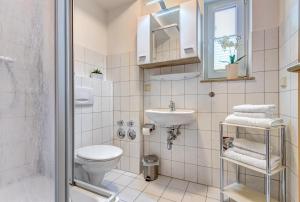 een badkamer met een toilet en een wastafel bij Am Schloonsee Haus D in Heringsdorf