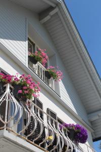 una casa con balcón con geranios en Ferienwohnung Inrefrid, en Rattendorf