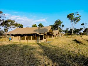 a tent in the middle of a field at Serengeti Savannah Camps in Soronera