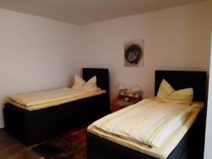 two twin beds in a room with at Singerstr 14 in Nuremberg