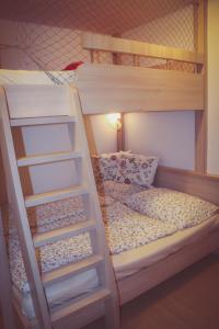 a bunk bed with a ladder in a bedroom at Apartmán Resident A001 in Harrachov
