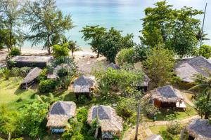 an aerial view of a resort with a beach at Monkey Island Resort Koh Mak in Ko Mak